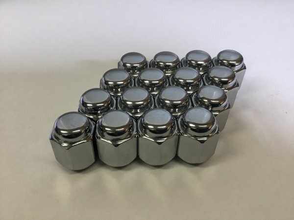 ◆ 三層クロームメッキ ◆ トヨタ・ミツビシ・ダイハツ車 (4H用) 袋ナット M12×P1.5-21HEX 16個 ①