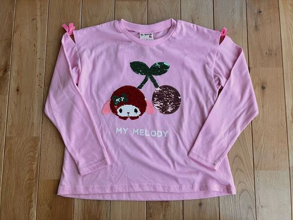 新品 女の子 キッズ マイメロディ 長袖 Tシャツ ロンT スパンコール 130 ピンク
