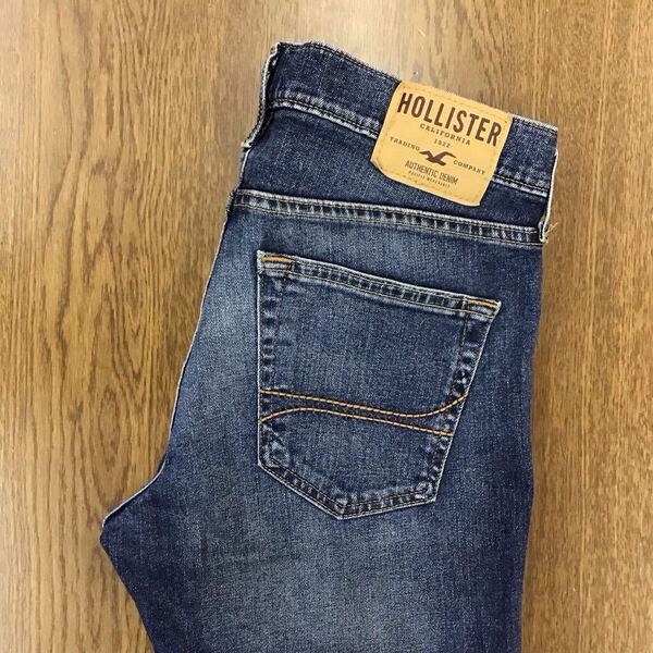 【FF078】HOLLISTER W30 L30 色落ち加工 スキニー ジーンズ ジーパン デニムパンツ ストレッチ生地 ブランド古着 ホリスター 送料無料