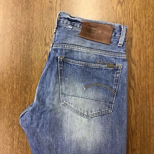 【GE011】G-STAR RAW W33 L34 色落ち加工 ジーンズ ジーパン デニムパンツ メンズブランド古着 ジースターロウ 送料無料