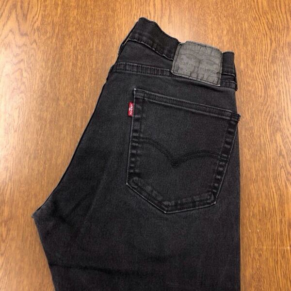 【GB214】Levi's 505 W30 L30 カラーパンツ ブラック ストレッチ生地 黒色 メンズブランド古着 リーバイス505 送料無料