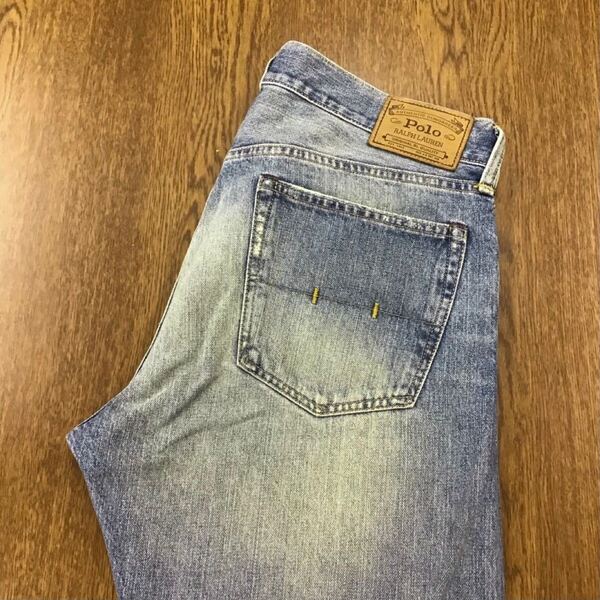 【GE089】POLO RALPH LAUREN W33 L32 色落ち加工 ダメージ加工 ジーンズ ジーパン デニムパンツ ブランド古着 ポロ ラルフローレン送料無料