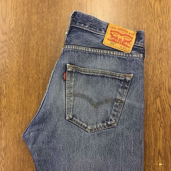 【GE123】Levi's 501 W33 L34 定番ストレート 色落ち加工 ジーンズ ジーパン デニムパンツ メンズブランド古着 リーバイス501 送料無料