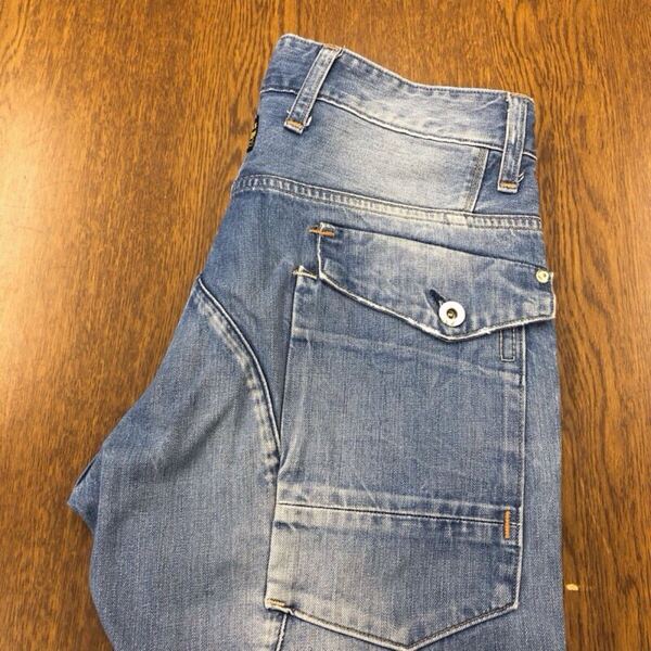 【GE185】G-STAR RAW W30 L32 色落ち加工 ダメージ加工 立体裁断 ジーンズ ジーパン デニムパンツ ブランド古着 ジースターロウ 送料無料