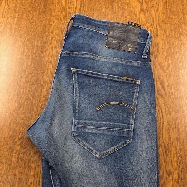 【GE190】G-STAR RAW W34 L34 色落ち加工 立体裁断 ジーンズ ジーパン デニムパンツ ストレッチ生地 ブランド古着 ジースターロウ 送料無料
