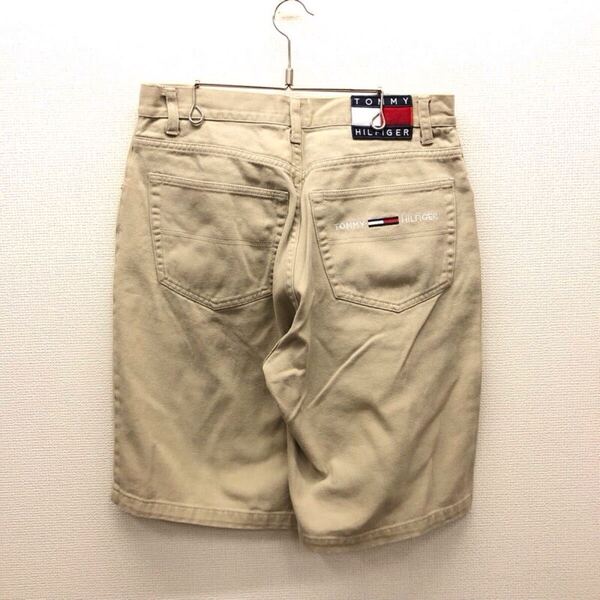 【GE215】TOMMY HILFIGER W33 カラーハーフパンツ ベージュ メンズブランド古着 トミーヒルフィガー ショートパンツ 送料無料