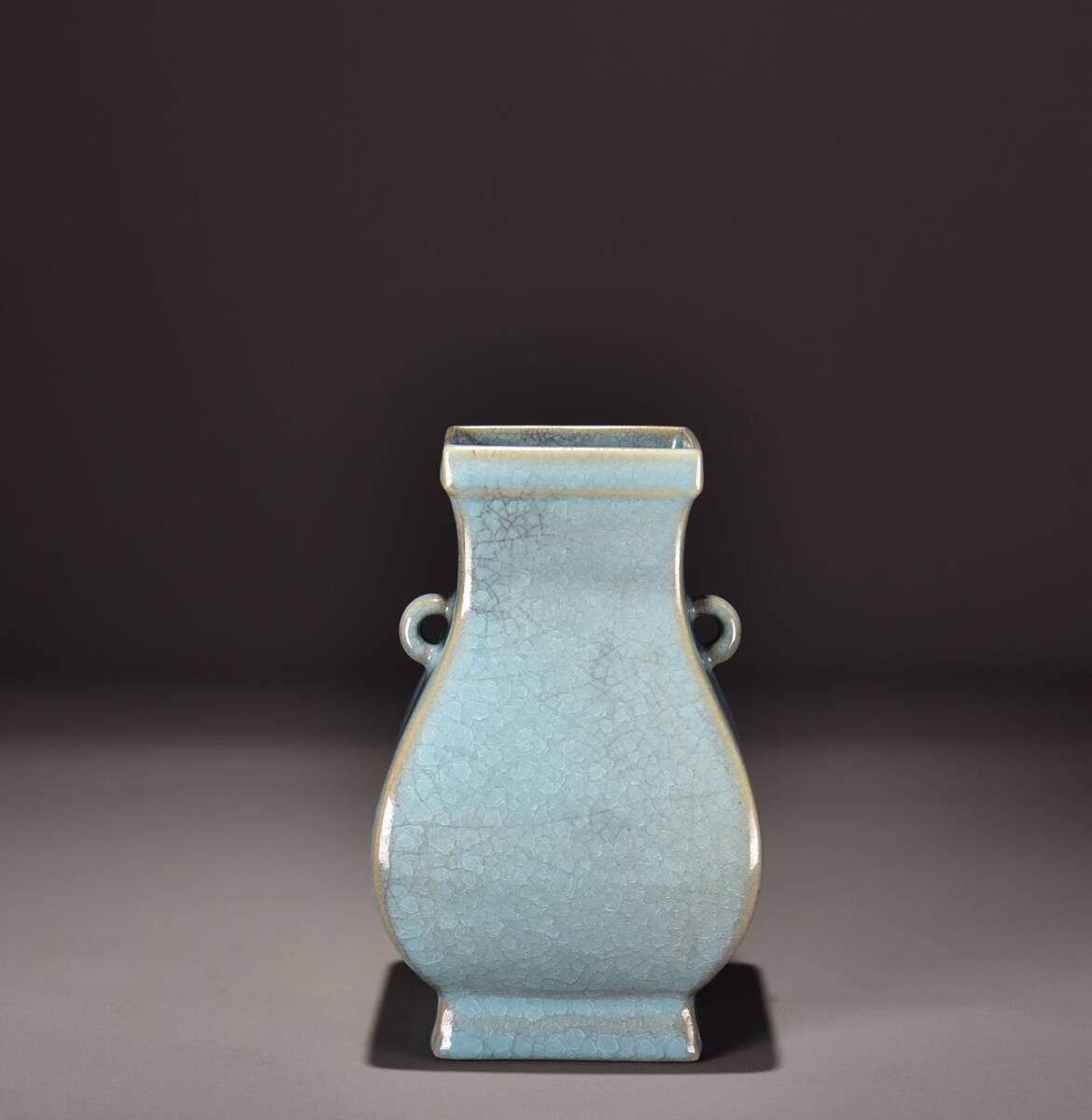 宋 古陶瓷品 汝窯 天青釉 四方尊 置物 古賞物 古