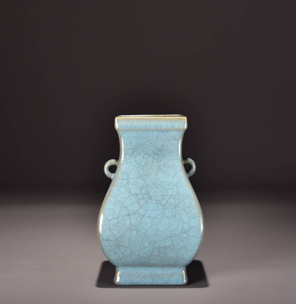 宋 古陶瓷品 汝窯 天青釉 四方尊 置物 古賞物 古