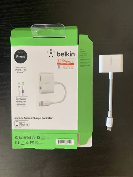 belkin 2in1 iPhone イヤホン変換アダプタ・変換ケーブル (ライトニング to ライトニング+DC 3.5mmオーディオジャック)