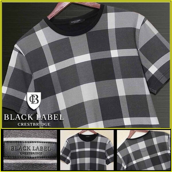 大人気Lサイズ!CBチェック 総柄 クルーネック Tシャツ 半袖カットソー▼ブラックレーベルクレストブリッジ CRESTBRIDGE バーバリー
