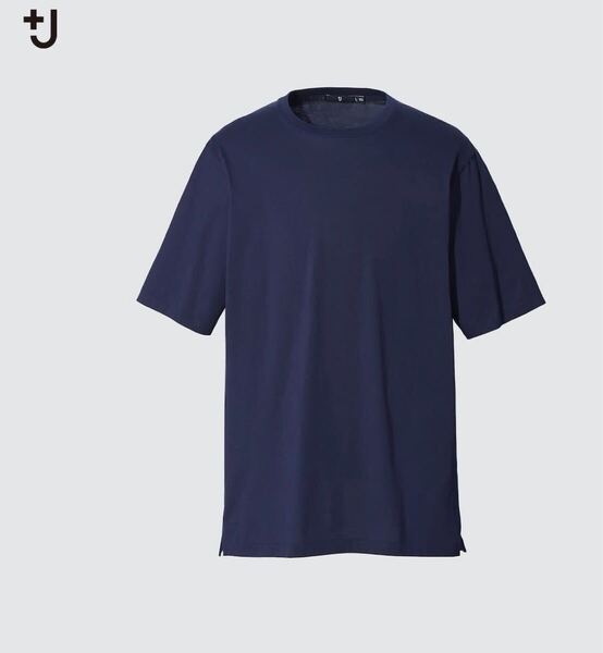 S ネイビー +J スーピマコットンリラックスフィットクルーT 半袖 紺色 ジルサンダー JILSANDER ユニクロ 半袖Tシャツ コラボ UNIQLO