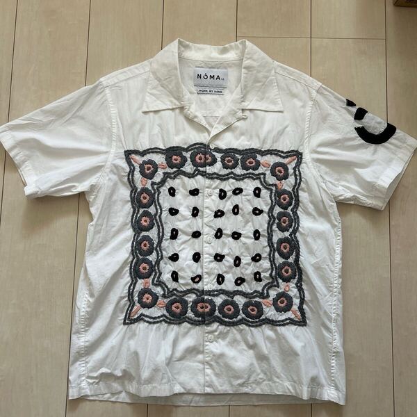 23ss NOMA t.d. バンダナ エンブロイダリー S 白 ホワイト オープンカラーシャツ 刺繍 2 半袖シャツ ノーマティーディー N35-EM04 コモリ