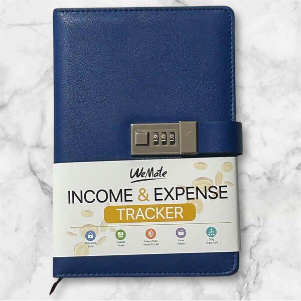金銭出納帳 新品 未使用品 家計簿 WEMATE 手帳A5 鍵付き ブルー