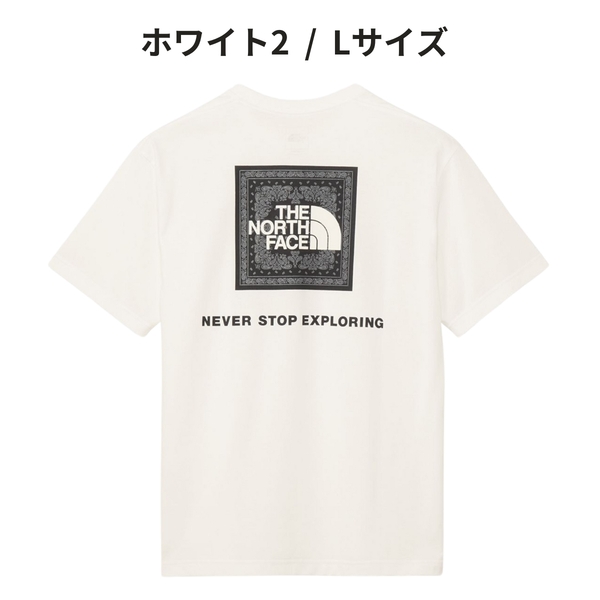即決☆ノースフェイス バンダナ スクエア ロゴ 半袖Tシャツ W2/Lサイズ ホワイト 白 速乾性 バンダナ スクエアロゴティー