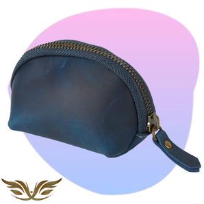 大きく開くコインケース ブルー クレイジーホース 小銭入 小物入 印鑑入 ミニ財布 大人感 エイジング 一粒万倍日 お洒落 高級 本革 財布4