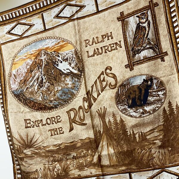 RALPH LAUREN シルクスカーフ ROCKIES ロッキー山脈 ラルフローレン