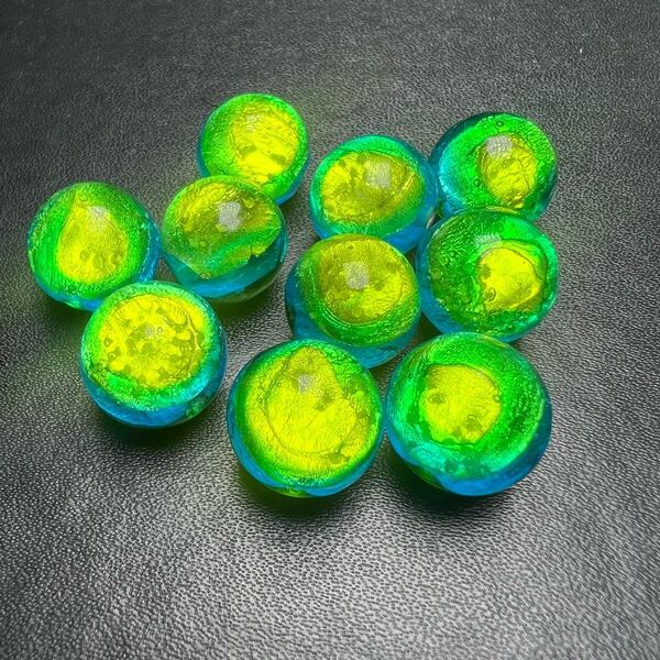 イヘヤブルー14mm 10個セット 蓄光 ホタルガラス