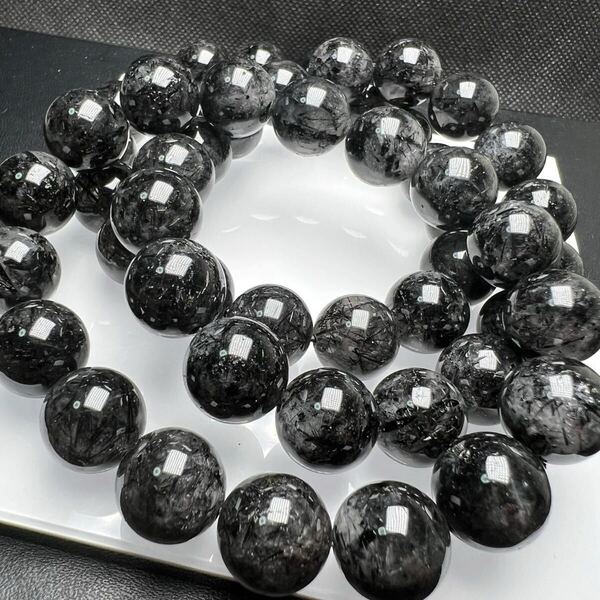 ブラックルチルクォーツ 12mm 1連分 ブレスレット2本セット