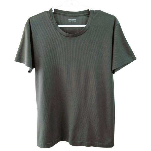 送料込!値下/匿名《CLOSSHI/クロッシー》メンズ 半袖Tシャツ QUICK DRY クルーネック 総リブ ストレッチ 吸水速乾 Lサイズ グレー