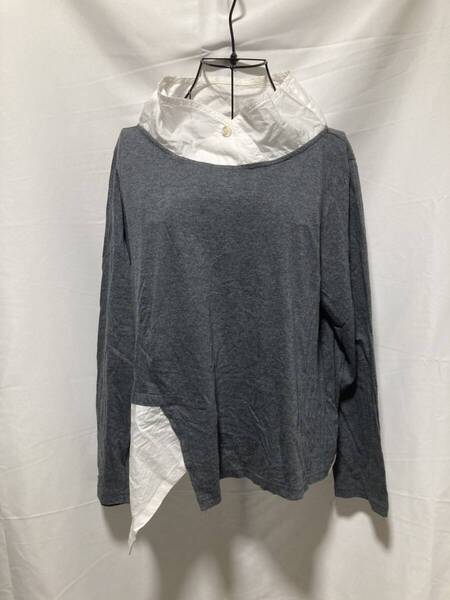 sensounico センソユニコ 慈雨 ジウ トップス カットソー 古着 レディース チュニック 長袖 春 夏 40 綿 レーヨン グレー 慈-5-132