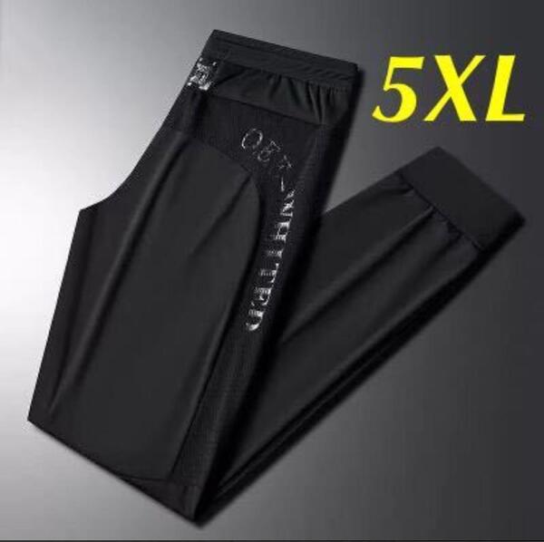 メンズ ジョガーパンツ イージーパンツ 5XL 6L 接触冷感 アイスシルク ブラック