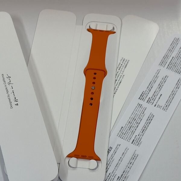 ☆即決 未使用 Series10 Apple Watch HERMES オレンジ スポーツバンド 46mm 45mm 44mm 純正 アップルウォッチ エルメス ラバーバンド 770