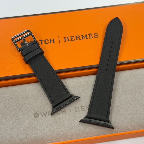 ☆即決 ほぼ未使用 Apple Watch Hermes 42mm 41mm 40mm ブラック 黒 シンプルトゥール レザーストラップ アップルウォッチ エルメス 786