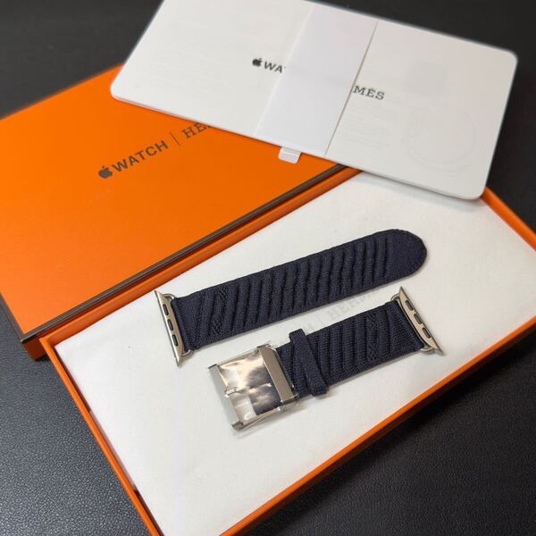 ☆希少 未使用 即決 アンメール ブルー ニュイ Apple watch HERMES エルメス シンプルトゥール 49mm 46mm ultra アップルウォッチ 778