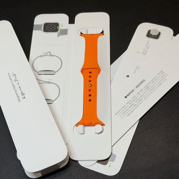 ☆即決 Apple Watch HERMES オレンジ スポーツバンド 42mm 41mm 40mm 38mm エルメス 純正 アップルウォッチ ラバーバンド S/M 806