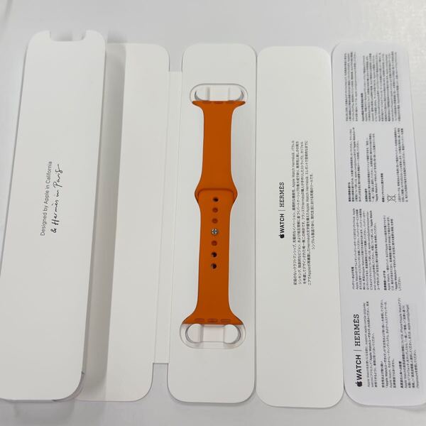 ☆即決 美品 Series10 Apple Watch HERMES オレンジ スポーツバンド 42mm 41mm 40mm エルメス 純正 アップルウォッチ ラバーバンド S/M 818
