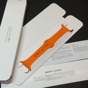 ☆即決 美品 Apple Watch HERMES オレンジ スポーツバンド 42mm 41mm 40mm 38mm エルメス 純正 アップルウォッチ ラバーバンド S/M 797