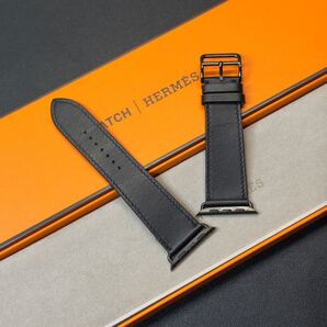 ☆即決 美品 Apple Watch Hermes 46mm 45mm 44mm ブラック 黒 シンプルトゥール レザー アップルウォッチ エルメス レザーバンド 829