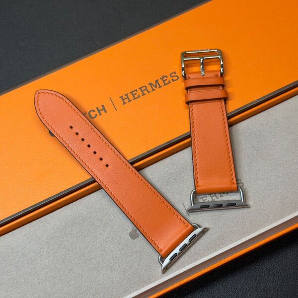 ☆即決 美品 希少 Apple Watch Hermes 46mm 45mm ヴォー スイフト アトラージュ オレンジ レザー エルメス アップルウォッチ 825