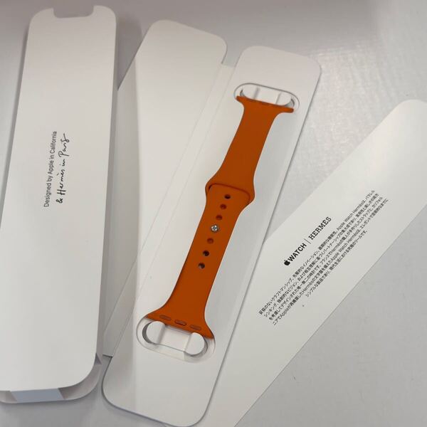 ☆即決 Apple Watch HERMES オレンジ スポーツバンド 42mm 41mm 40mm 38mm エルメス 純正 アップル ウォッチ ラバーバンド S/M 849