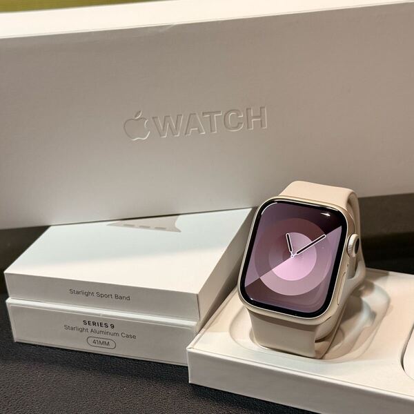 ☆即決 美品 バッテリー100% スターライトアルミニウム GPS Apple Watch series9 41mm アップルウォッチ シリーズ9 895