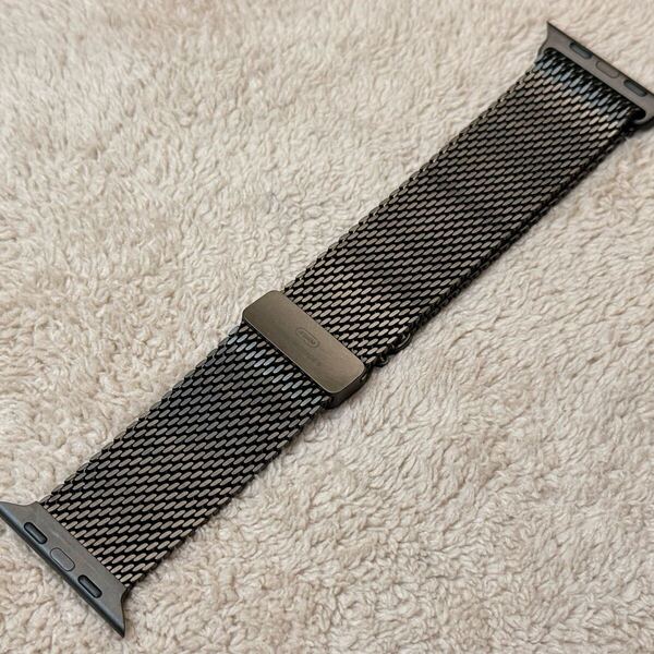 ☆即決 美品 純正 Apple watch Mサイズ 49mm 46mm ultra ブラック ミラネーゼループ チタニウム バンド アップルウォッチ ミラネーゼ 917