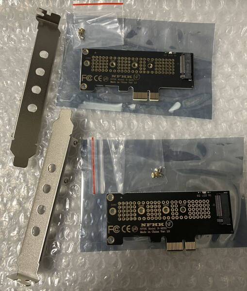 2セット PCIe PCIExpress x1 M.2(NGFF)NVMe SSD 変換アダプタ 未使用 Gen3 Gen4対応 標準ブラケット(フルハイト)用