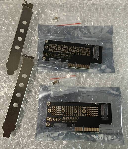 2セット PCIe PCIExpress x4 M.2(NGFF)NVMe SSD 変換アダプタ 未使用 Gen3 Gen4対応 標準ブラケット(フルハイト)用