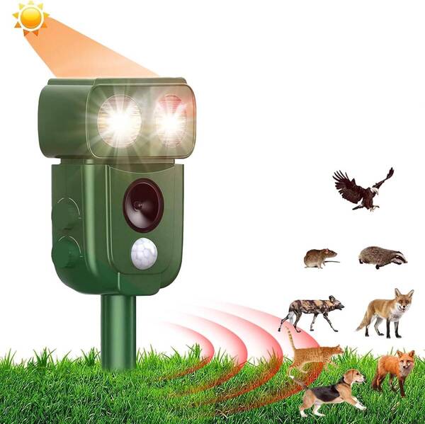 動物撃退器 猫よけ 超音波 警報音 鳥よけ 動物撃退機 害獣撃退 IP68防水 5つ撃退モード