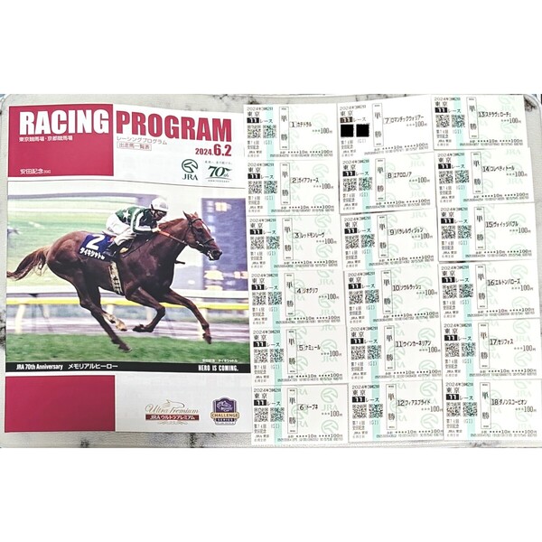 【競馬】安田記念 馬券 現地単勝馬券 レーシングプログラムつき