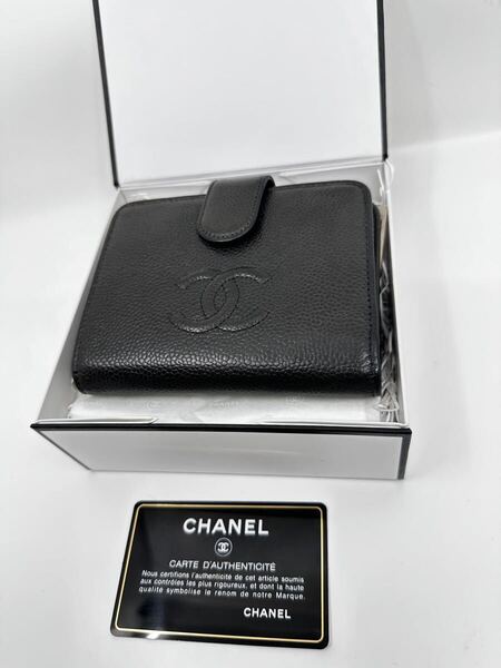 CHANEL 二つ折り財布 財布 キャビアスキン ココマーク ウォレット シャネル