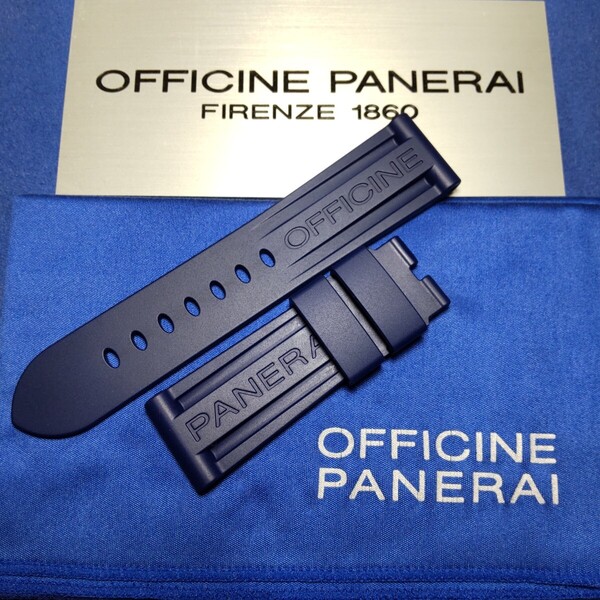 PANERAI 尾錠 正規 BA 純正 ベルト カウッチュー ラバー ストラップ 125/75 パネライ 紺 ネイビー 24/22 おまけ パイプ 未使用 送料込み