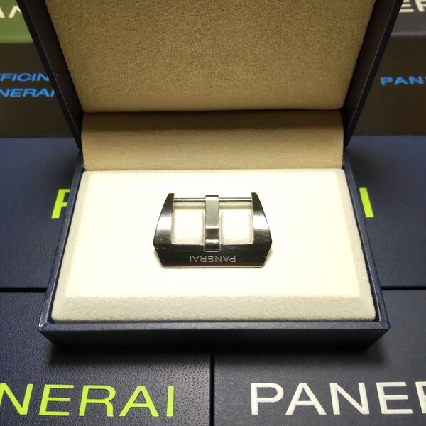 PANERAI 正規 PAV00623 純正 台形 サテン チタン 22mm SS 尾錠 BA ピン アルディロン バックル パネライ 専用 箱付き ¥37,400- 送料込み