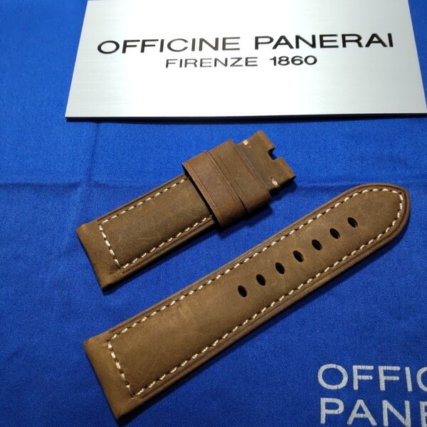 PANERAI 正規 オフィチーネ パネライ 純正 茶色 brown系 ストラップ ベルト BA 尾錠 ピン バックル 適合 24 / 22 mm 超美品 029 送料込み