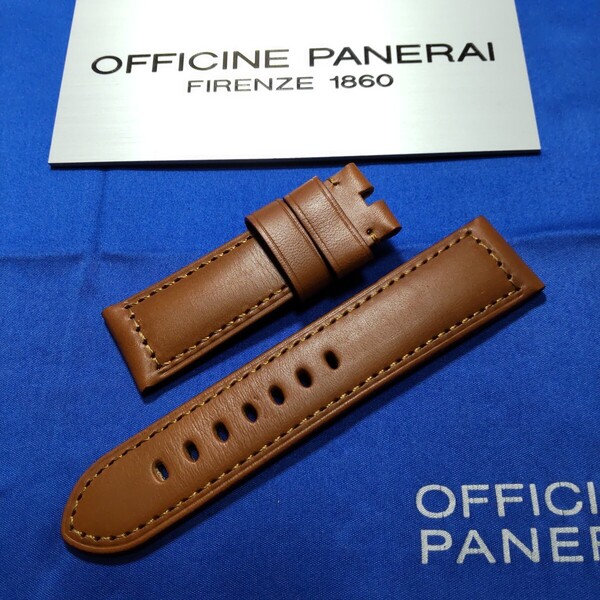 PANERAI 正規 オフィチーネ パネライ 純正 茶色 brown系 ストラップ ベルト BA 尾錠 ピン バックル 適合 24 / 22 mm 超美品 024 送料込み
