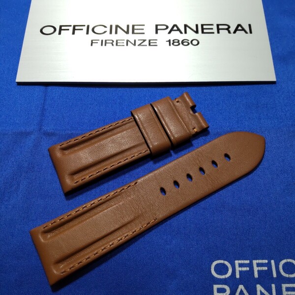 PANERAI 正規 オフィチーネ パネライ 純正 茶色 brown系 ストラップ ベルト BA 尾錠 ピン バックル 適合 24 / 22 mm 超美品 049 送料込み