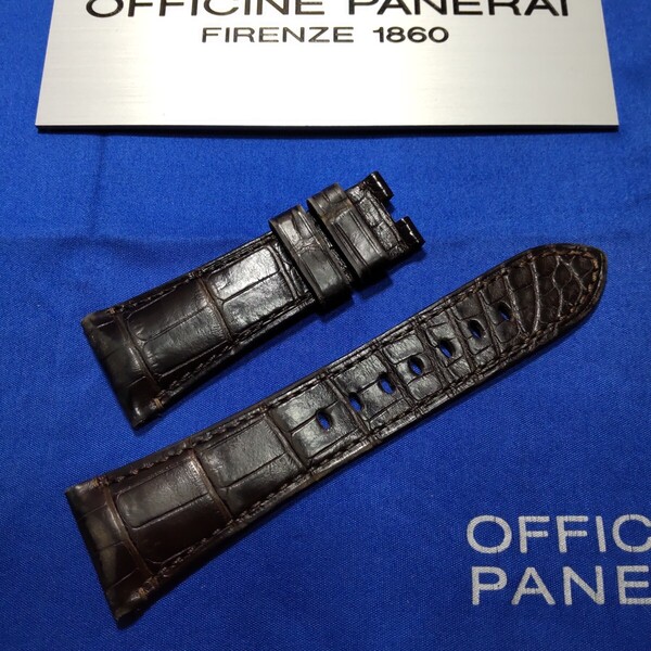 PANERAI アリゲーター 正規 パネライ 純正 クロコ 濃茶色 系 ストラップ ベルト BDR Dバックル 適合 26 / 20 mm 037 送料込み 希少 レア
