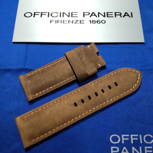 PANERAI 正規 尾錠 パネライ 純正 茶 ブラウン系 カーフ ストラップ ベルト BA ピン バックル 適合 26 / 26 mm 超美品 035 送料込み