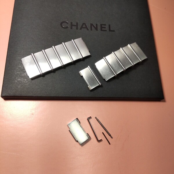 CHANEL 正規 シャネル H0826 マドモアゼル 純正 1 コマ 駒 ブレスレット ベルト サイズ 延長 調整 SS 銀色 シルバー系 希少 レア 02 送料込