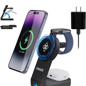 【2024新登場】ワイヤレス充電器 3 in 1 Mag-Safe充電器 アップルウォッチ充電器 折りたたみ式 マグネット式